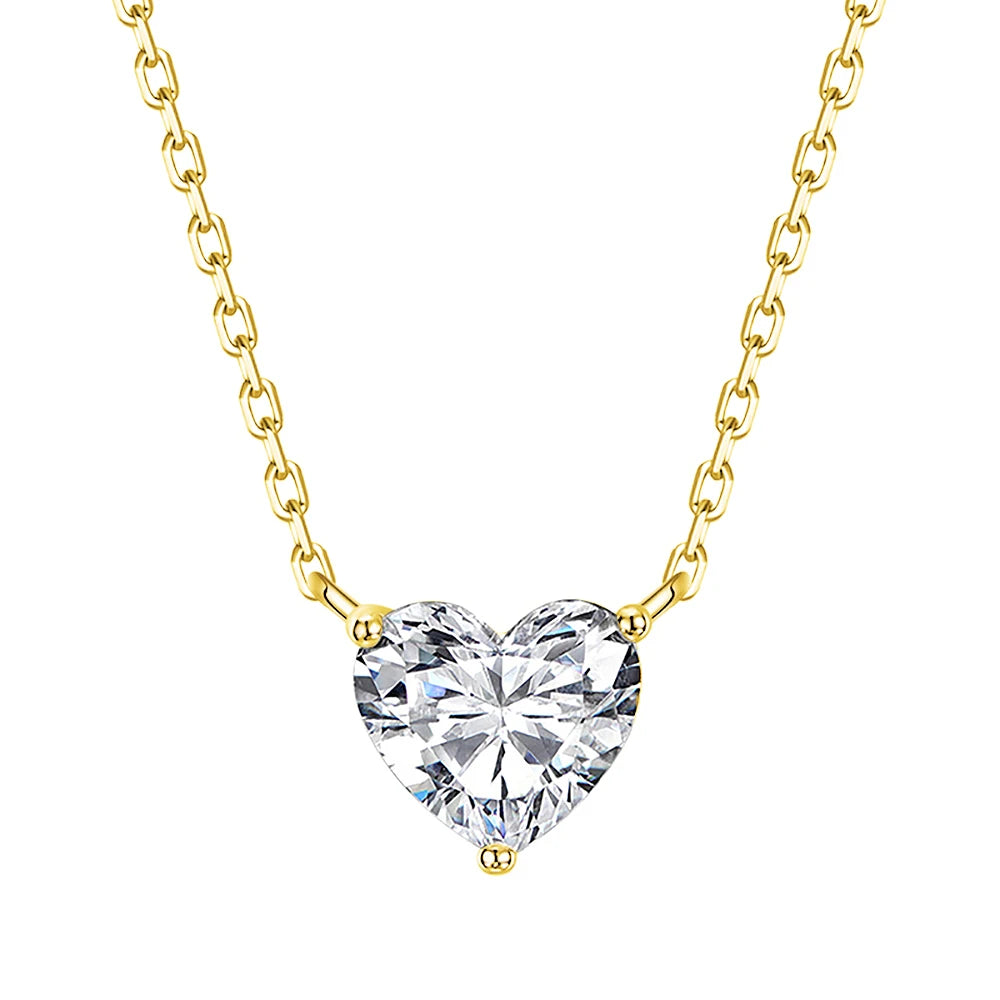 1-3Carat Heart Cut Moissanite Pendant Necklace for Woman S925 Silver Plated 18k Gold Solitaire Diamond Neckchain Certified.