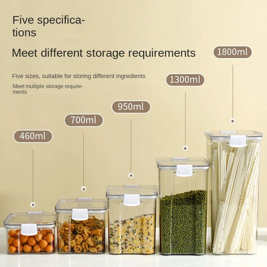 Large Capacity Waterproof Transparent Sealed Jar Multi-size Scene Kitchen Candy Dried Grain Storage With Lid Fridge Storage Tank.