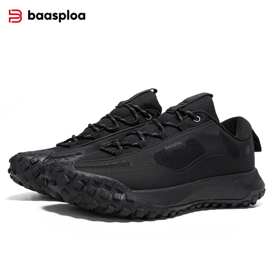 Baasploa Wanderschuhe Herren Outdoor Wasserdicht Camping Beständig Rutschfeste Turnschuhe Männlich Lässig Leichte Schnür-Wanderschuhe.