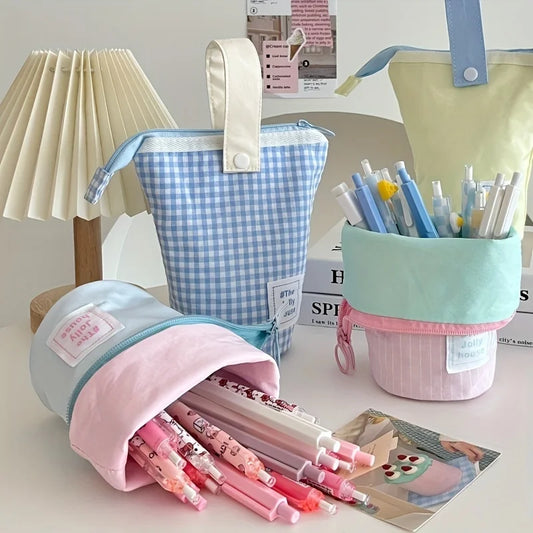 Jolly House Federmäppchen mit großem Fassungsvermögen, Schreibtisch-Organizer aus Stoff mit Reißverschluss, Stifthalter für Schule, Büro, Reisen.