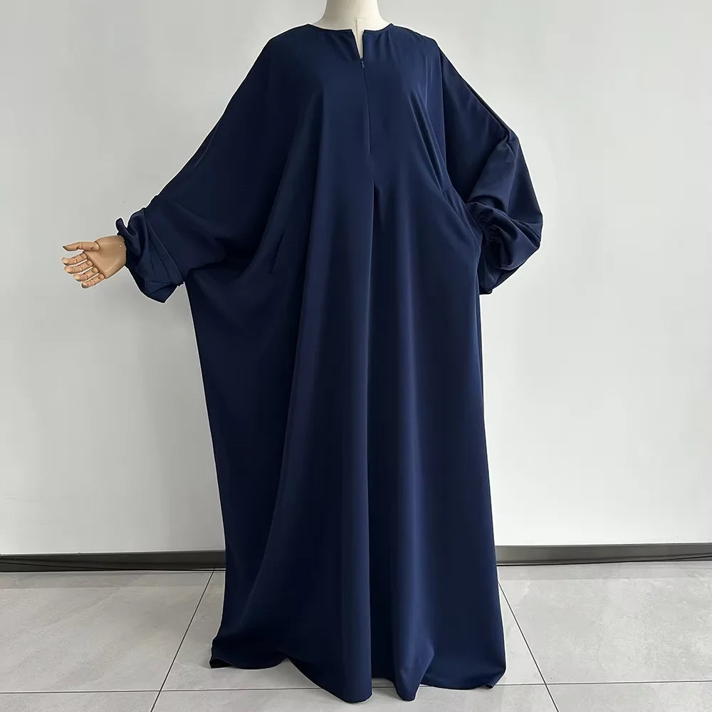 Butterfly Abaya with Pockets Front Zipper Breastfeeding Friendly Eid Ramadan Islamic Muslim Women Modest Dress Prayer Nida Abaya.