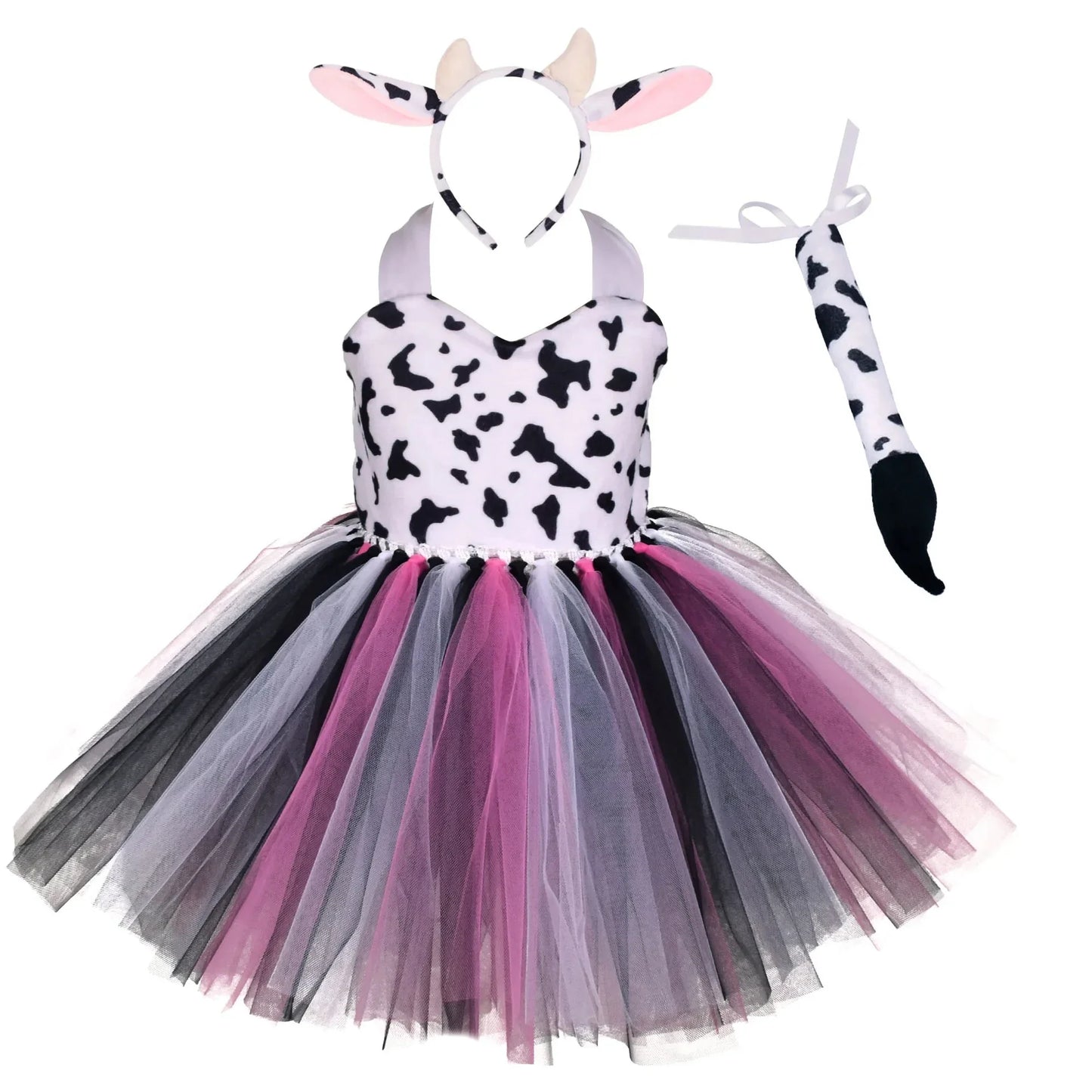 Halloween Tier Cosplay Kostüm für Kinder Wald Thema Kühe Tiger Giraffe Leopard Zebra Tutu Kleider Performance Tanz Sets