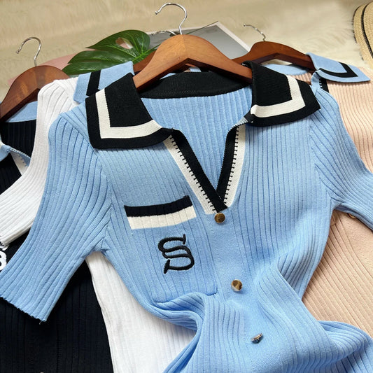 YuooMuoo 2023 Neue Sommer Frauen Gestrickte Lange Kleid Elegante Stickerei Dünne Elastische Bodycon Pullover Kleid Büro Dame Vestidos.