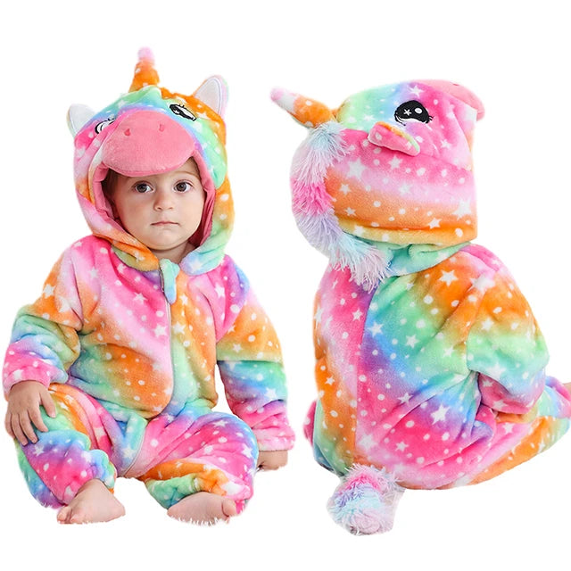 MICHLEY Winter Baby Strampler Mit Kapuze Flanell Cosplay Kleinkind Infant Kleidung Insgesamt Bodys Overall Kostüm Für Kinder Mädchen Junge