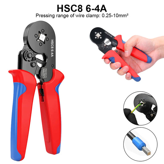 Crimpwerkzeuge HSC8 6-6A Selbsteinstellende Sechskantdraht-Crimpzange für 0,25-6 mm2 (AWG23-10) Reparaturwerkzeug für elektrische Schaltkreise