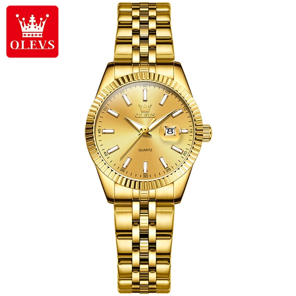 OLEVS 5593 Woman Watch Stainless Steel Waterproof Auto Date Elegant Ladies Wristwatch Luxury Original Quartz Watch for Women New.