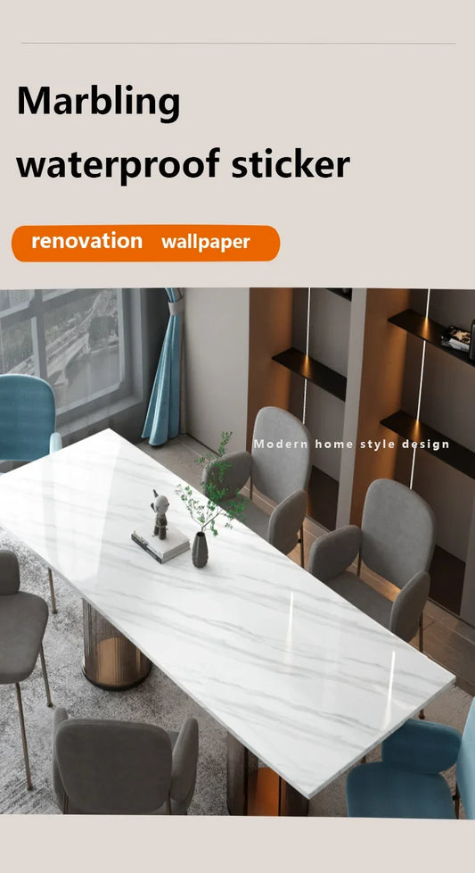 20M Marble Texture Oil Proof Self Adhesive Bathroom Tile Floor Waterproof PVC Cabinet Wallpaper Kitchen Furniture Wall Stickers