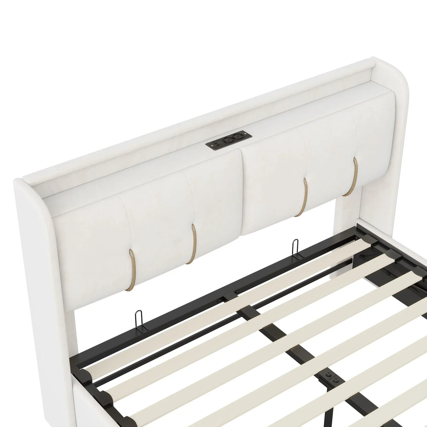 Lazy space Samt gepolsterter Bett rahmen mit RGB-Licht, USB-Anschluss Kopfteil, hydraulische Aufbewahrung sbett box, Doppelbett 140/x cm