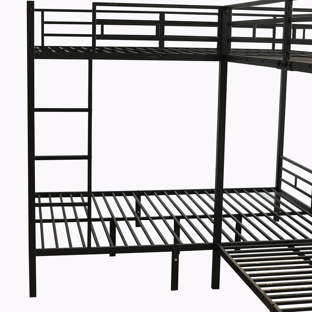Eisenbett, Etagenbett, dreistufige Leiter, stabiles Gitter, Mehrbettkonfiguration, Betten in verschiedenen Größen, 90 x 200 cm und 140 x 200 cm