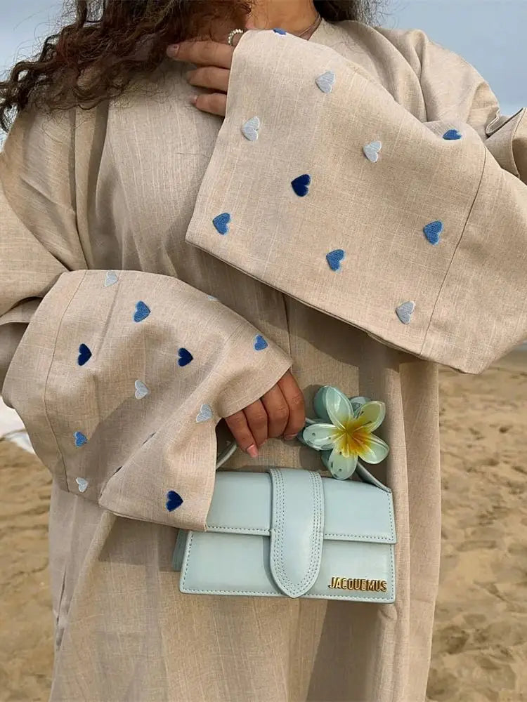 Ramadan Eid Kebaya Abayas For Women Open Heart Modest Kimono Abaya Damen Dubai Turkey Islam Muslim Dress Kaftan Kebaya Caftan.