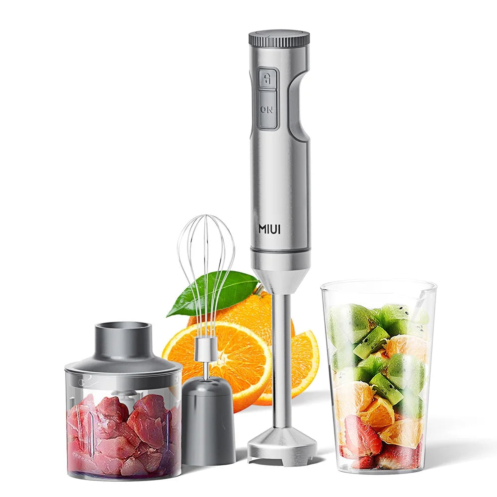 Hand Immersion Blender Powerful 4-in-1,Stainless Steel Stick Food Mixer,700ml Mixing Beaker,500ml Processor,Whisk.