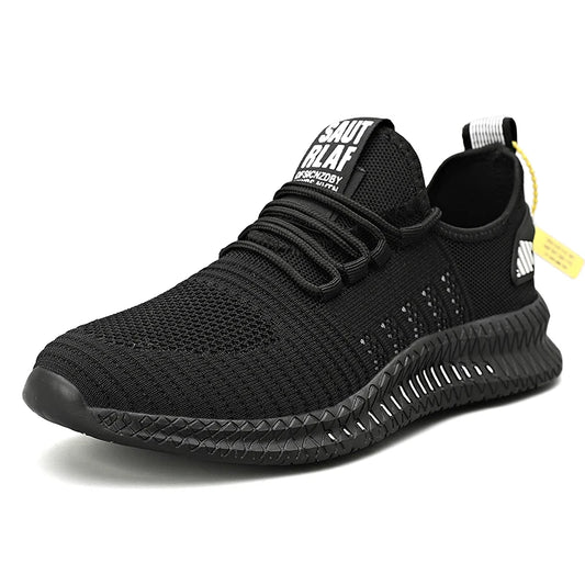 Men's sneakers lace-up flying woven through casual shoes vulcanized lightweight flat comfortable running shoes plus size 48.