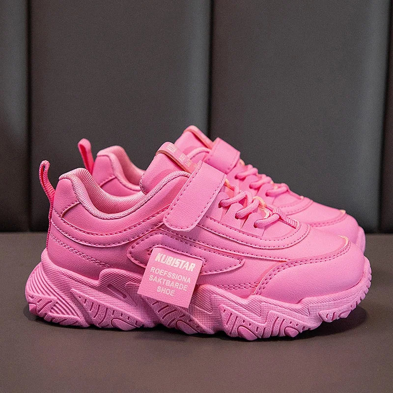 2024 New Versatile Soft Breatheable Hook & Loop White Boys and Girls Children Sneakers Cute Korean Style Uniform School Shoes