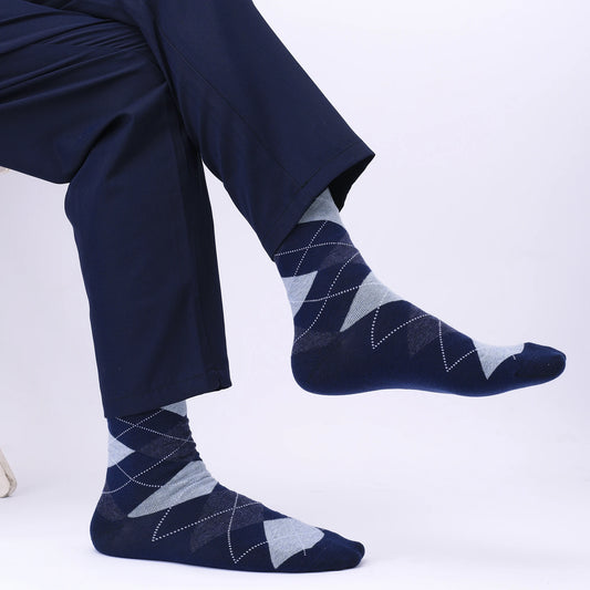 5 Pairs Mens Dress Socks Plus large Size,High Quality Combed Cotton Crew Socks,Black Cool Argyle Breathable Casual Socks for men.
