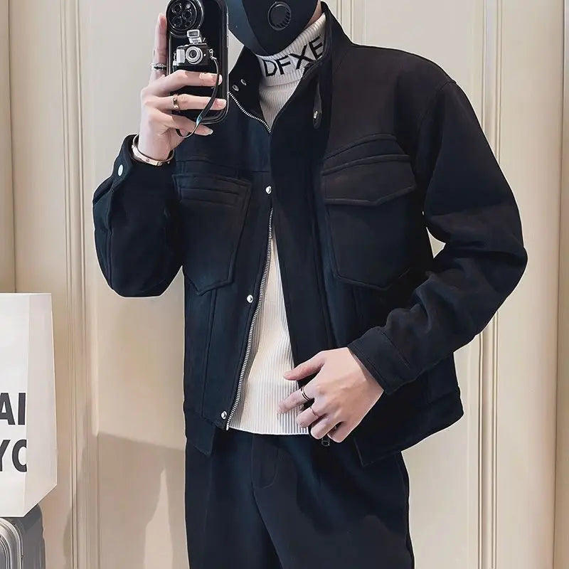 Male Bomber Jackets Stand Collar Short Korean Reviews Many Original Brands Men's Quilted Padded Coats Winter Casual Stylish Work