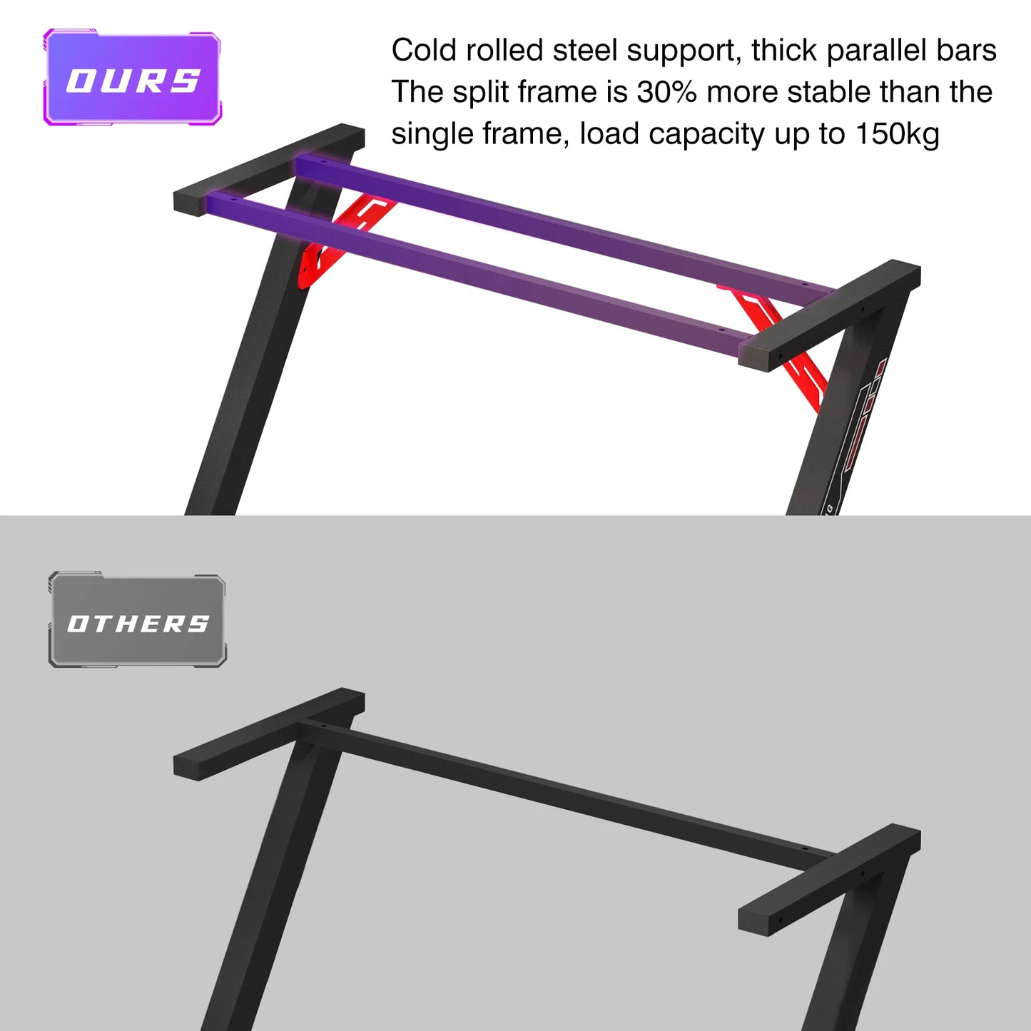 140 cm extra große dynamische RGB-LED-Leuchten, Gaming-Schreibtisch, robust, für Zuhause, Büro, PC, Computertisch, Gamer-Tisch, Metallbeine