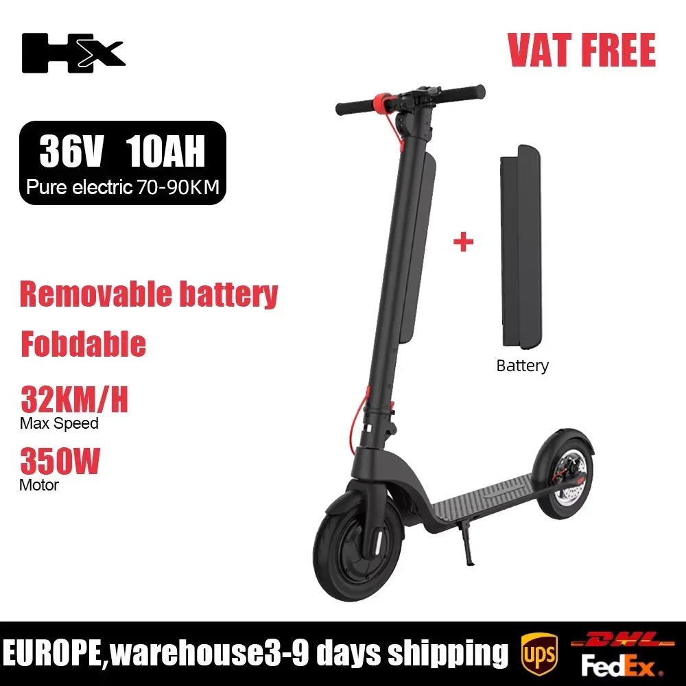 HX X8 Powerful Electric Scooter 350W 10AH 36V Removable battery EScooter Foldable 10.0 inch Wheel Self-Balance E Scooter