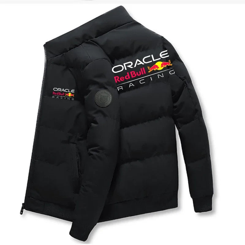 Red Bull 2025 New thick jacket, warm cotton-padded jacket, winter casual sports down jacket, stand-up collar windproof jacket.