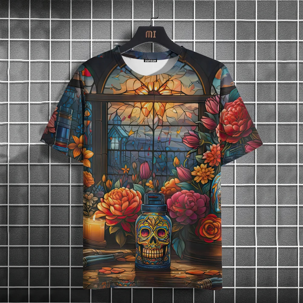 Mexican Skull Day of The Dead Graphic T Shirt for Men Womens Graffiti Clothing Horror Goth T-shirts Fashion Streetwear Tops Tees.