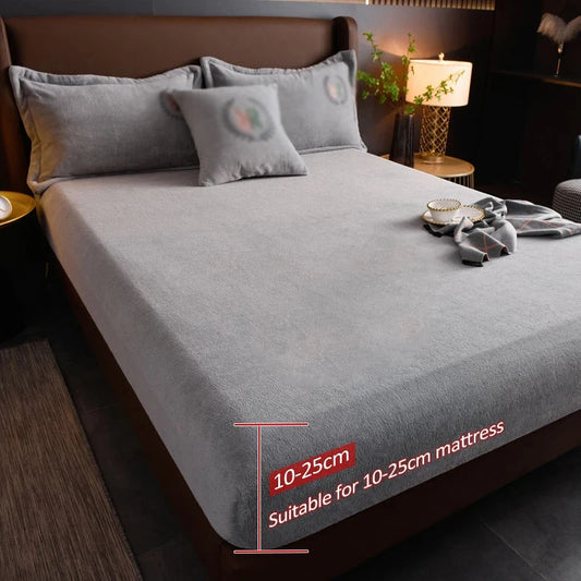 Thickened Velvet Mattress Cover High-quality Solid Color Bedspread Latex Mattress Elastic Soft Mattress Covers 160/180/200x200cm.