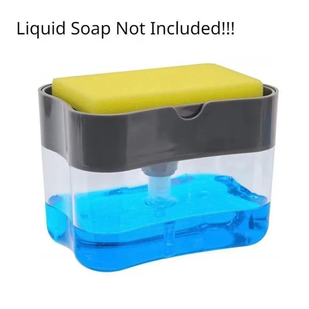 Soap Dispenser 2 In 1 Dishwashing Sponge Holder Kitchen Sink Dish Washing Soap Pump Dispenser Sponge Caddy.