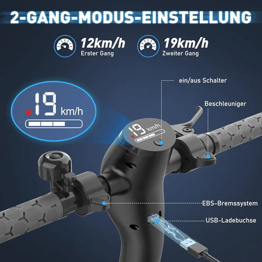 MEGA MOTION Foldable Electric Scooter with App, 350 W Motor, 30-35 km Range, 19 km/h, 8.5 Inch Honeycomb Tyres,ABE qualificatio.