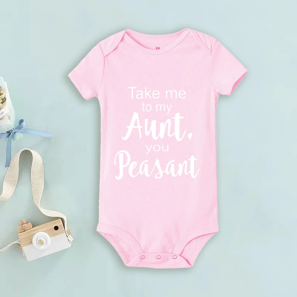 Take Me To My Tante You Baby-Body mit Bauernmuster, kurzärmelig, für Neugeborene, lockerer Komfort-Strampler, bestes Geschenk für Babys.