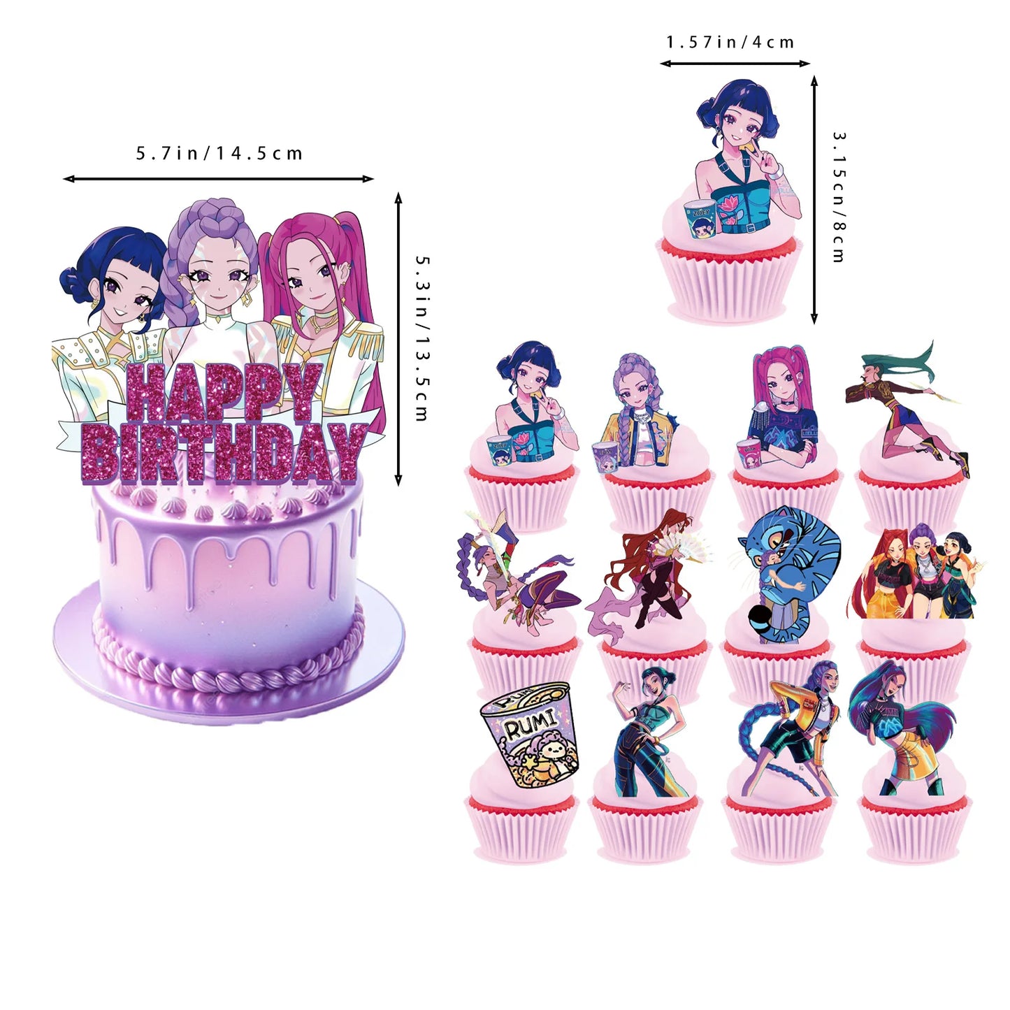 1/25 stücke Dämon Jäger Kuchen Topper Alles Gute Zum Geburtstag Party Kuchen Dekoration Kinder Favor Kpop Dämon Jäger Kuchen Ornamente Baby dusche