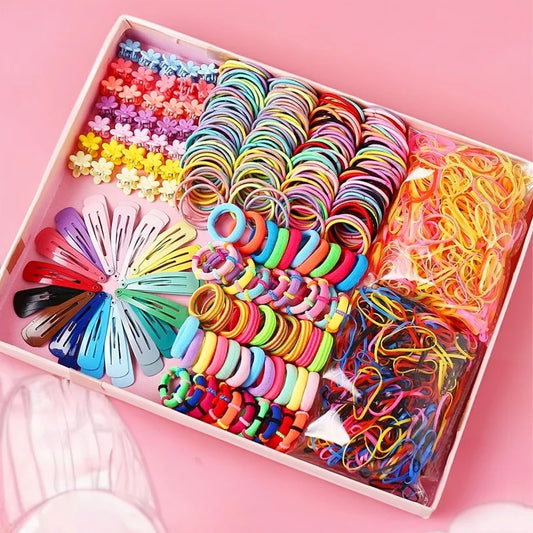 780-1800Pcs Colorful Hair Bands Set Nylon Ealstic Hair Ties Ponytail Hold Scrunchie Rubber Band Kid Baby Girls Hair Accessories.