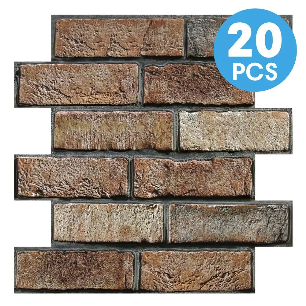 10/20pcs 3D Faux Brick Peel and Stick Wall Panels, Waterproof PVC Wall Stickers, Easy to Install, Home Wall Decor