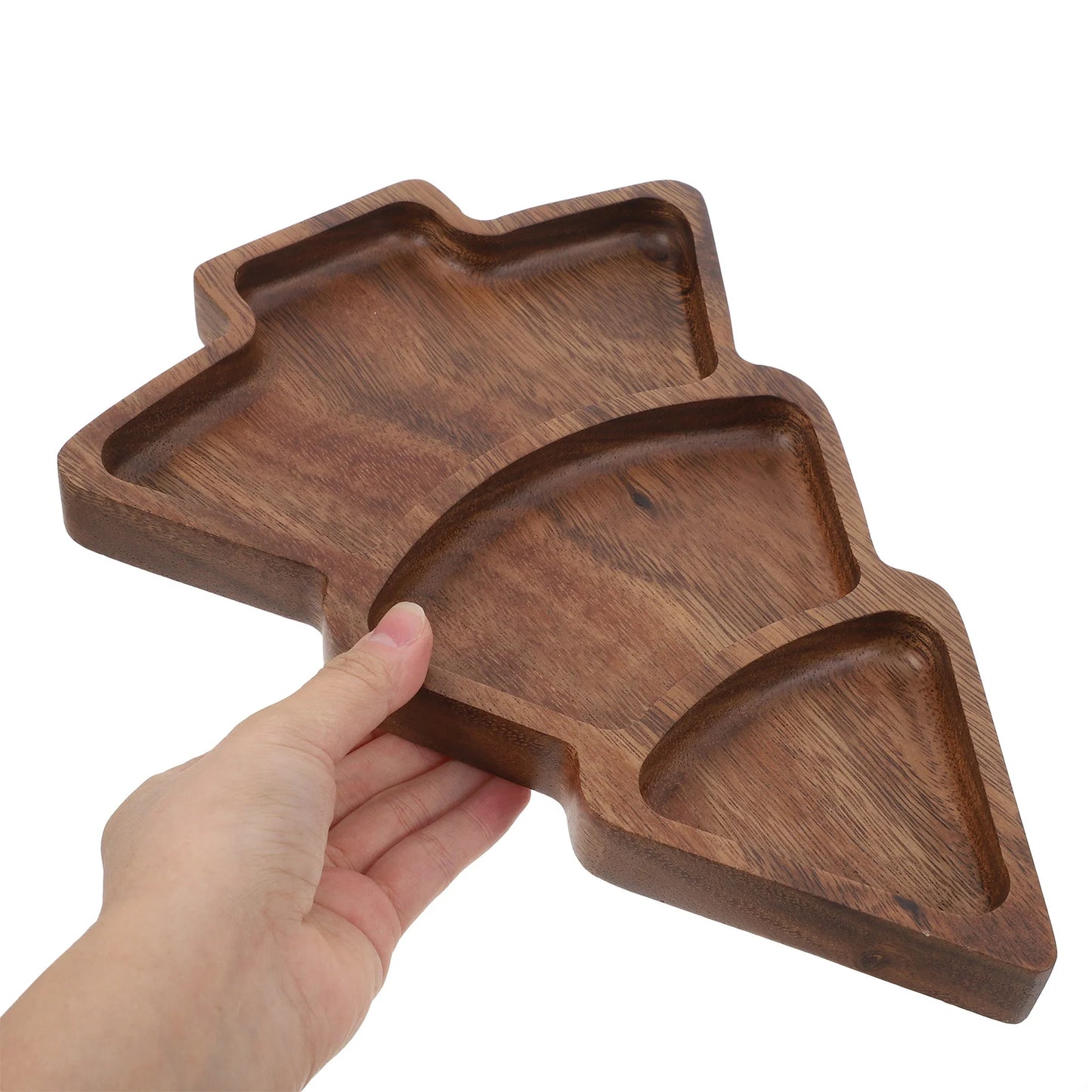Wooden Compartmented Dinner Plate Christmas Tree Cheese Board Snack Tray Serving Platter Holiday Dry Fruit Display Home Kitchen.
