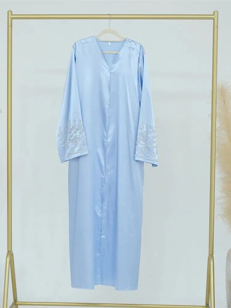 Ramadan Eid Open Beading Kimono Abaya Dubai Muslim Prayer Clothes Women Kebaya Kaftan Dress Islam Robe Arabe Femme Musulmane