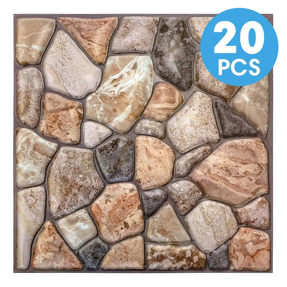 10/20Pcs, PVC 3D Faux Stone Wall Panels, Decorative Wall Decoration, Self-adhesive Panels, Easy to Install, 30cm x 30cm