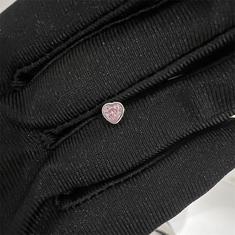 1PCS Cute Pink Zircon 316L Stainless Steel Ear Bone Nail New Fashion Y2K Punk Small Earring for Women Cochlea Jewelry Party Gift
