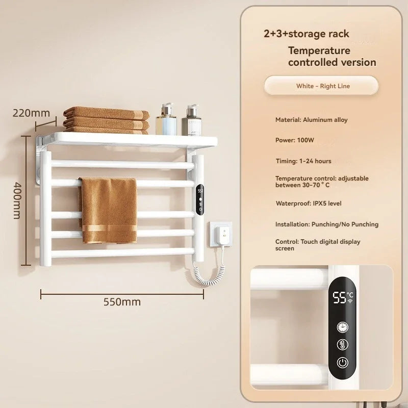 Bad Smart Touch Heizung Intelligente Elektrische Beheizte Handtuch Rack Edelstahl Temperatur Digital Display Handtuch Trockner