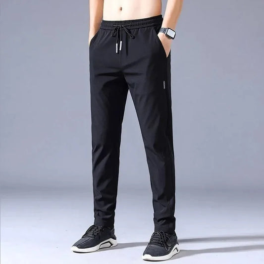 Men's Pants 2025 Summer New Black Gray Thin Business Casual Pants Outdoor Elastic Breathable Straight Leg Sweatpants.