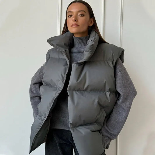 Talenza Damen-Weste aus Baumwolle, neu, ärmellos, sportlich, lässig, einfarbig, Winter, warme Weste, Jacke, Weste, Damen-Baumwolljacke.