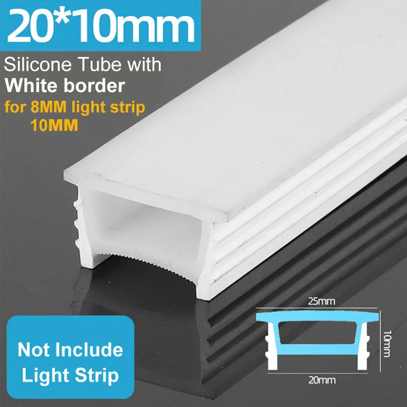 1-5M Recessed White Silicone Tube Border Led Neon Flexible Channel Holder Easy Install Waterproof Dustproof DIY Special-shaped