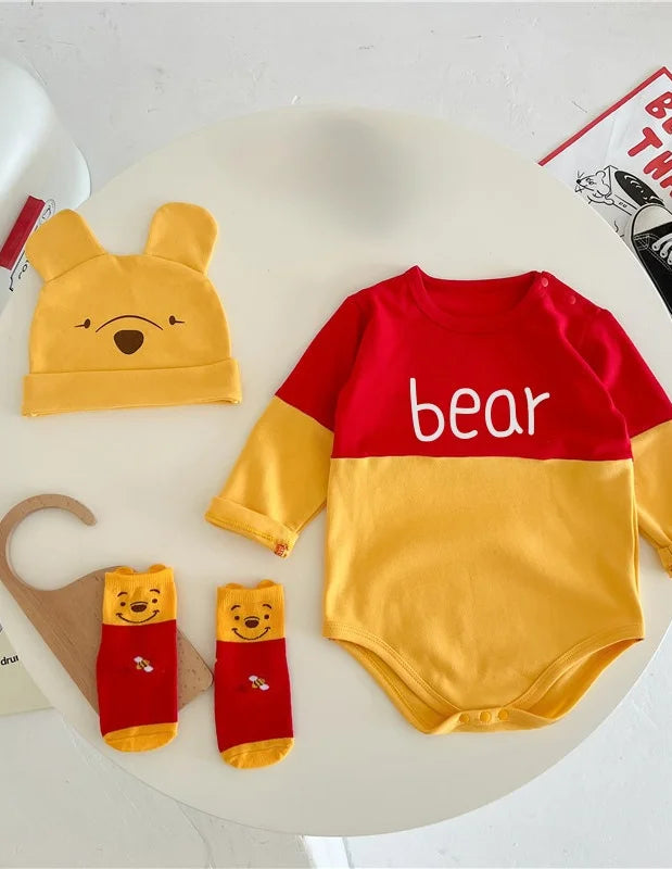 Winnie The Pooh Bär Baby Body Neugeborenen Langarm Strampler Kleinkind Jungen Mädchen Overall Kleidung K3529