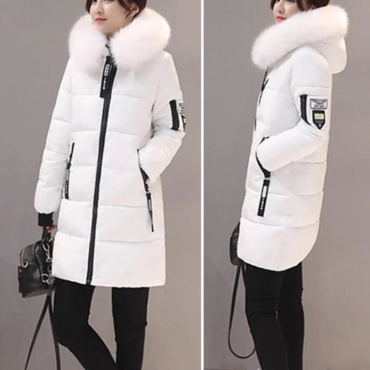 Frauen Winter Jacken Unten Baumwolle Mit Kapuze Tops Große Größe Parkas Mujer Mäntel Langen Mantel Mode Weibliche Pelz Kragen Outfits Neue Jahr.