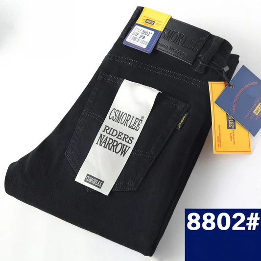 Csmor Lee Men's Jean Autumn Winter Loose-fit Straight-leg Trendy Pants Casual Denim Trousers Men Classic Stretch Jeans Fashion.