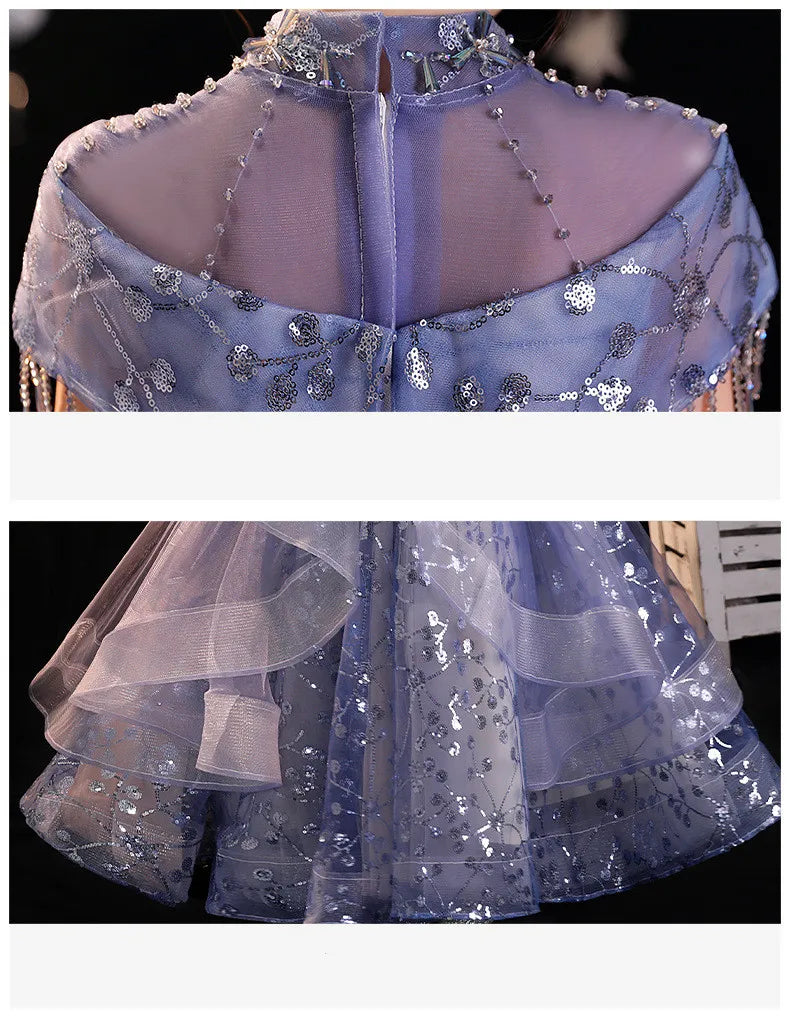 Mädchen Elegantes Luxuriöses Abendkleid Pailletten Prinzessin Kleider Edle Kinder Leistung Kostüm Geburtstag Party Mädchen Kleid.