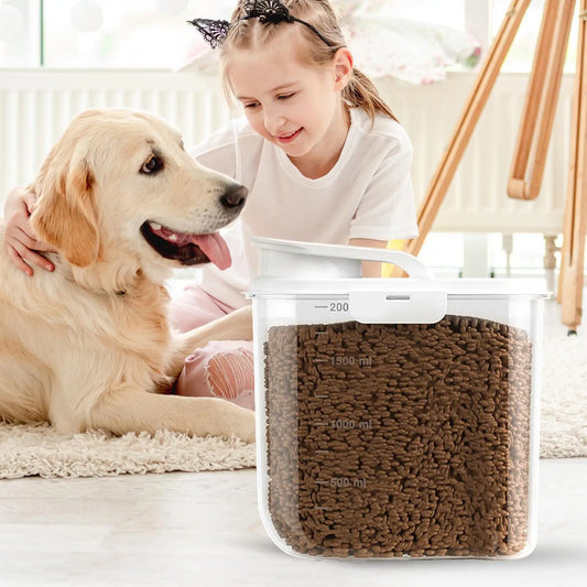 2L Pet Food Container Airtight Pet Food Storage Containers Canister with Lid for Sugar Rice Cereal Nut Pasta Snack Organizer.