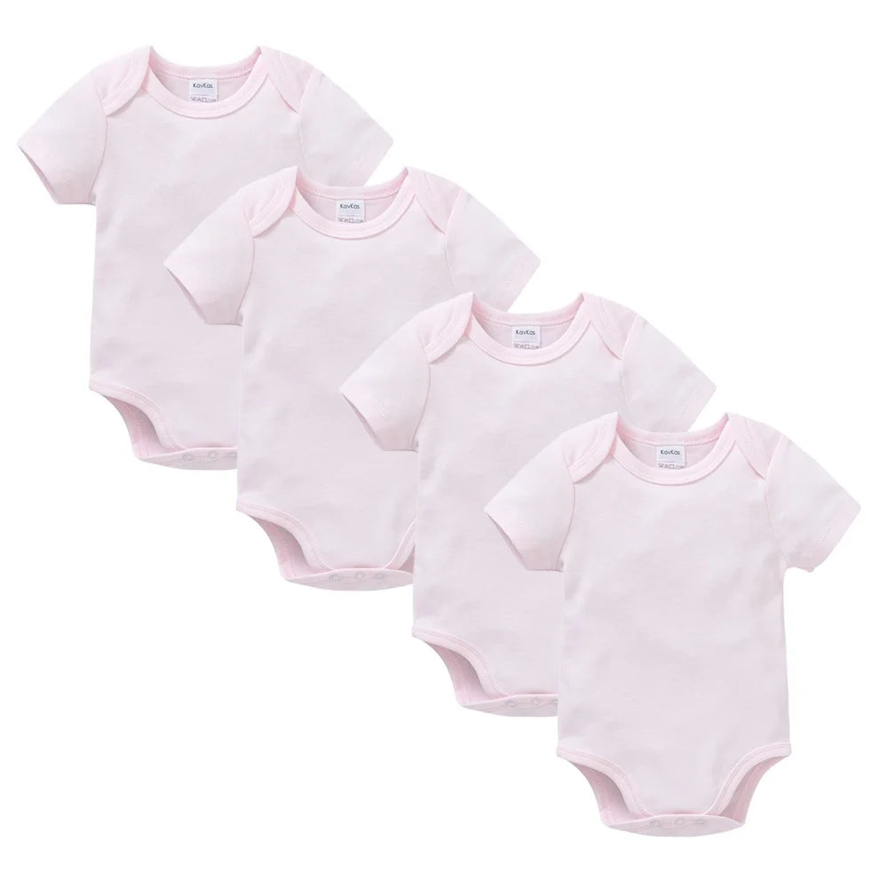 Kavkas 4 Teile/los Baby Mädchen Jungen Body 0-24 Monate Kurzarm 100 % Baumwolle Solide Weiß Neugeborene Kleidung.