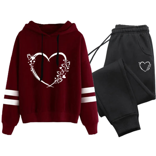 Loose and Comfortable Two Piece Set for Women Stripe Women's Tracksuit 2025 Women's Sports Suit Casual Hoodie Daily Jogging Sets.