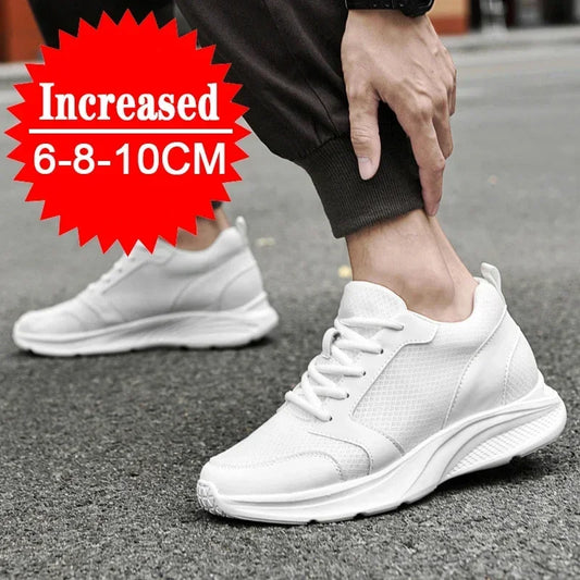 Männer Aufzug Schuhe Höhe Erhöhen Turnschuhe Schuhe für Männer 10 cm Sport Casual Schuhe Unsichtbare Innere Erhöhung 8 cm Weiße Schuhe.
