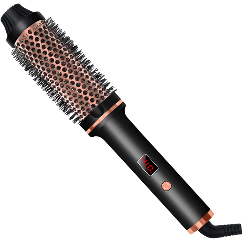 Curling Iron Brush PTC Heated Thermal Brush Ceramic Hair Curler Hot Brush Create Loose & Volume Curls Heating Hair Styling Brush