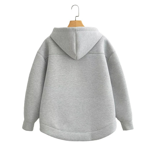 2024 Winter Neue frauen Zipper Hoodie High Street Unisex stil Doppel Taschen Oversize Lose Sweatshirts Oberbekleidung Top CYXX 073.