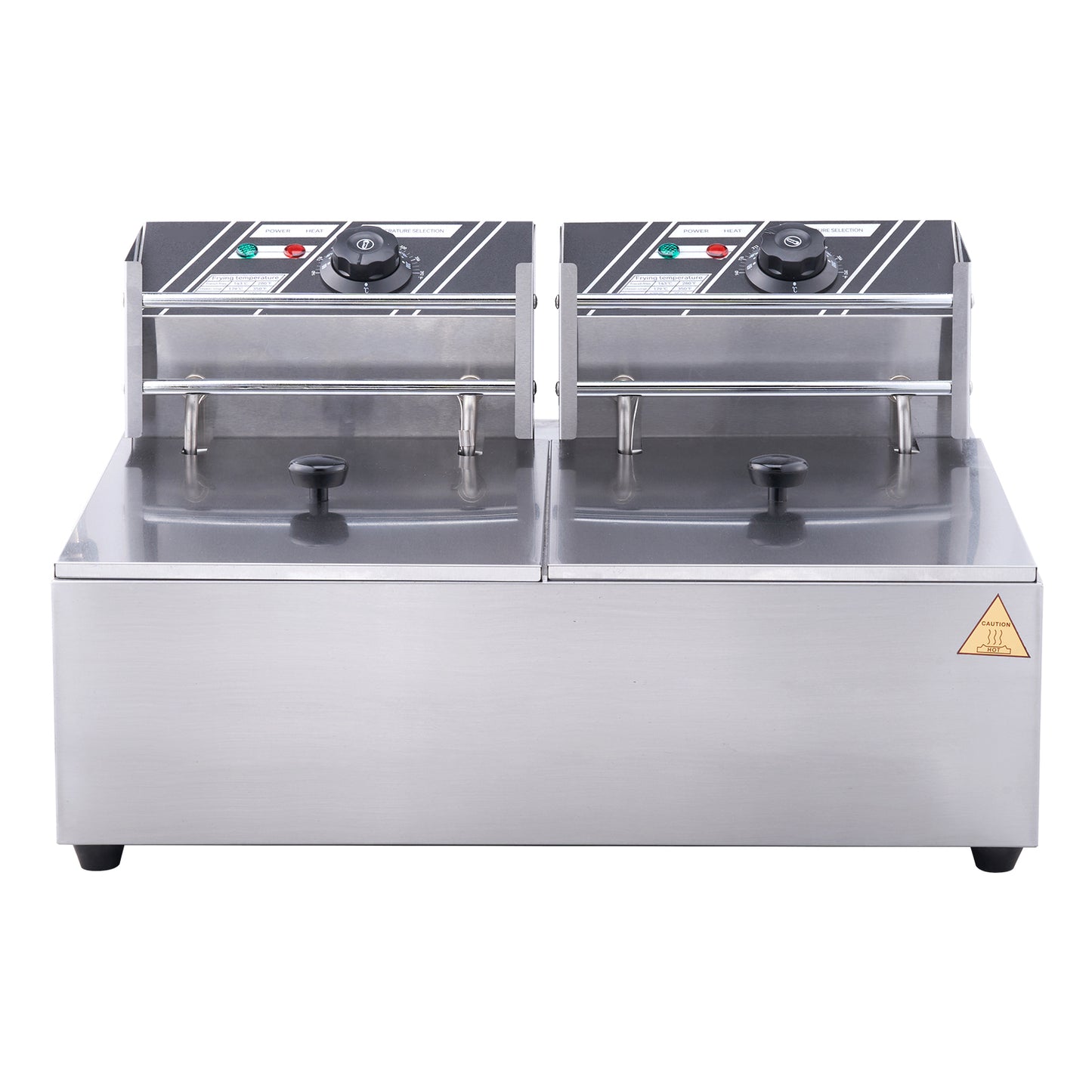 SucceBuy Commercial Electric Deep Fryer w/Dual Tanks 12L 3000W Stainless Steel Countertop Fryer for Fried Chicken French Fries.