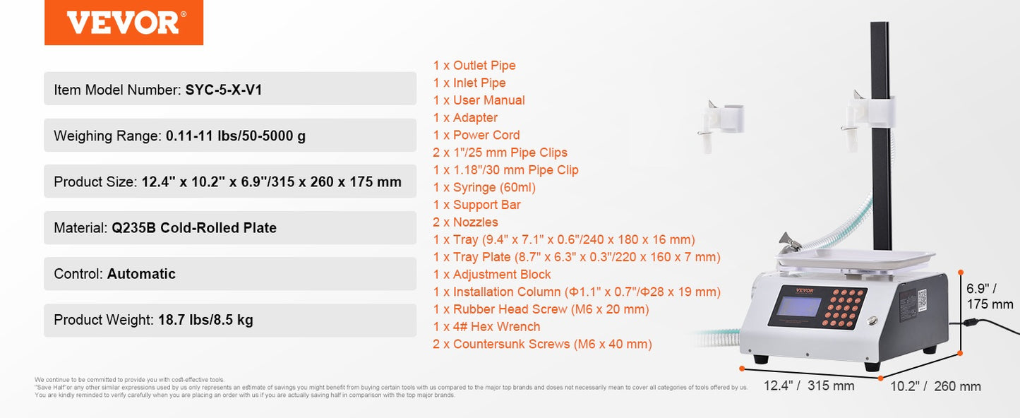 SucceBuy Automatic Liquid Filling Machine Bottle Water Filler Gear Pump Digital Control for Perfume Beverage Olive Oil 50-5000g.